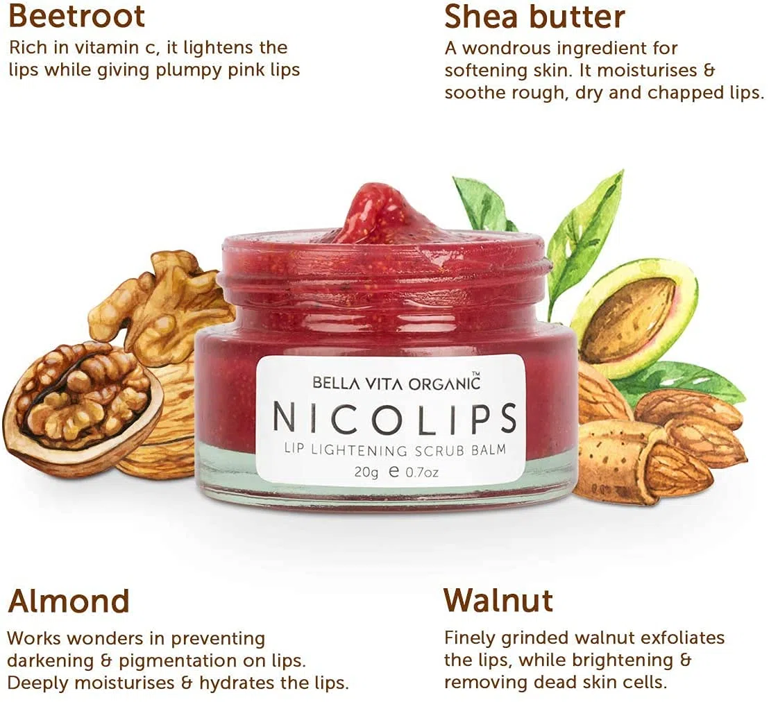 NicoLips Combo Pack | Lip Lightening Scrub Lip Balm per Dark, secca, screpolata e danneggiati Lips