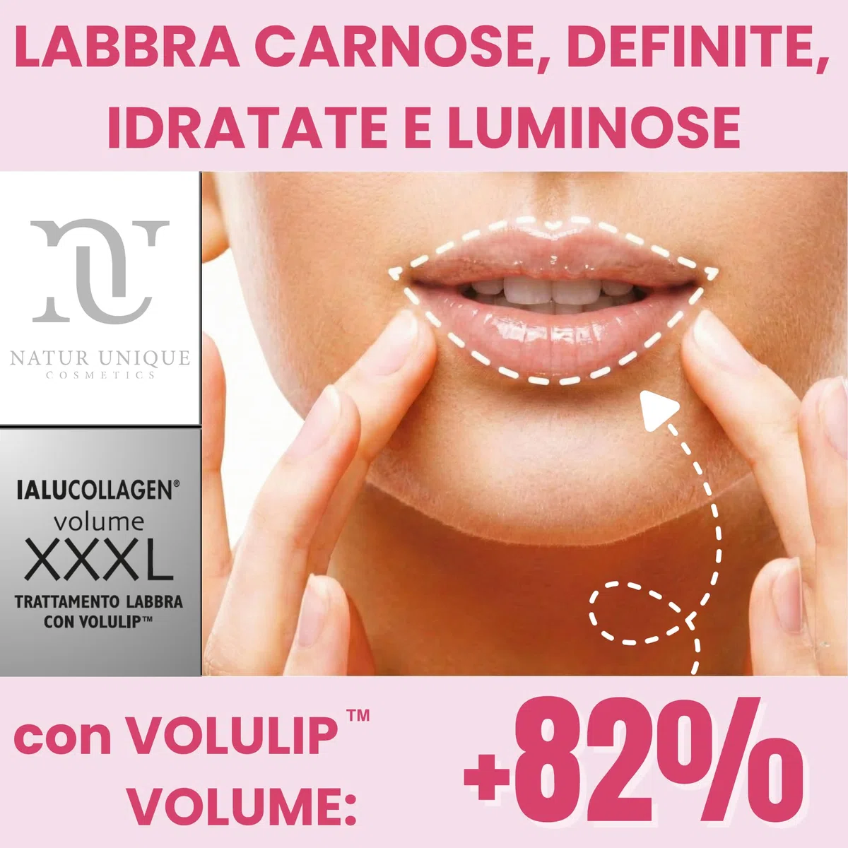 Natur Unique - IALU LIP GLOSS VOLUME XXXL | Gloss Rimpolpante con Acido Ialuronico e Collagene Vegetale | Lip Plumper Colorato Effetto Volume & Brillantezza | Made in Italy | 8 ml