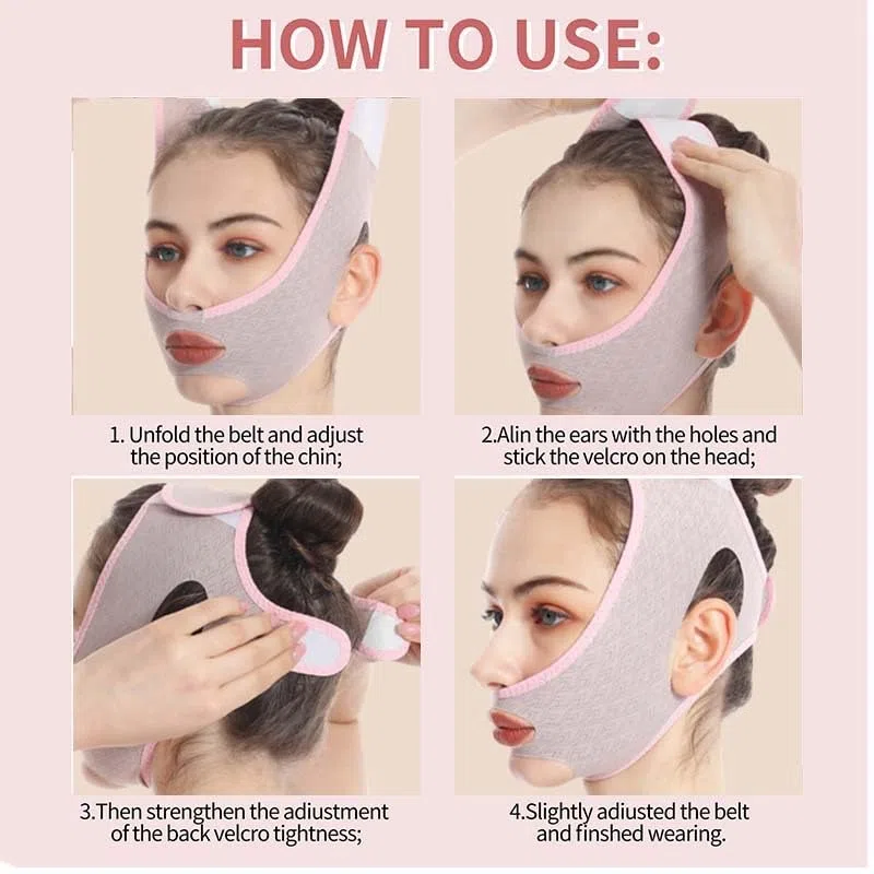 Beauty Face Contouring Sleeping Mask Chin, Riutilizzabile V Line Lifting Mask, V Line Maschere facciali, Cinghia facciale Maschera, Chin Up Maschera Viso (Rosa)