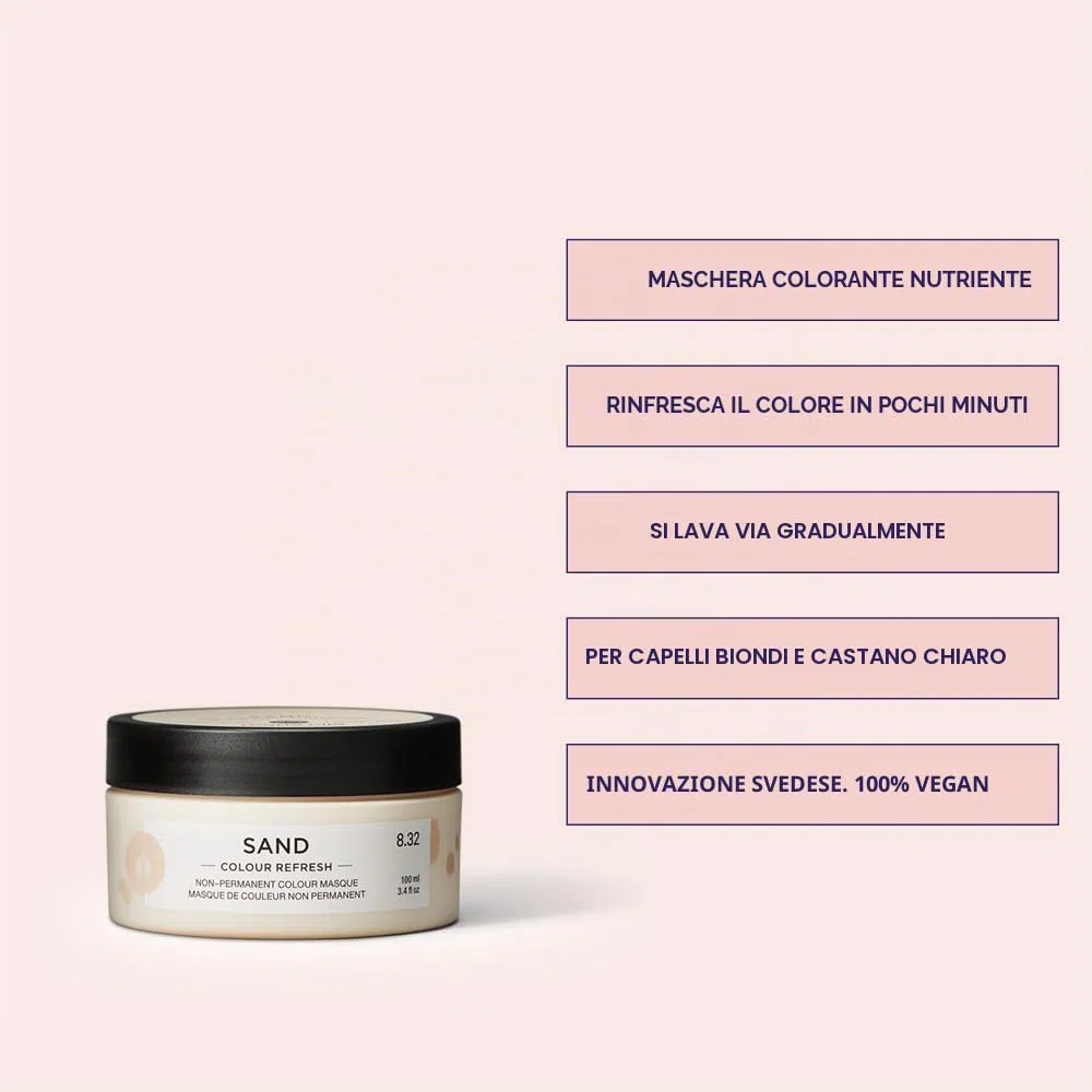 Maria Nila Colour Refresh, Sand 100 ml, maschera per capelli sabbia, pigmenti semi-permanenti, prodotto 100% vegano e senza solfati/parabeni