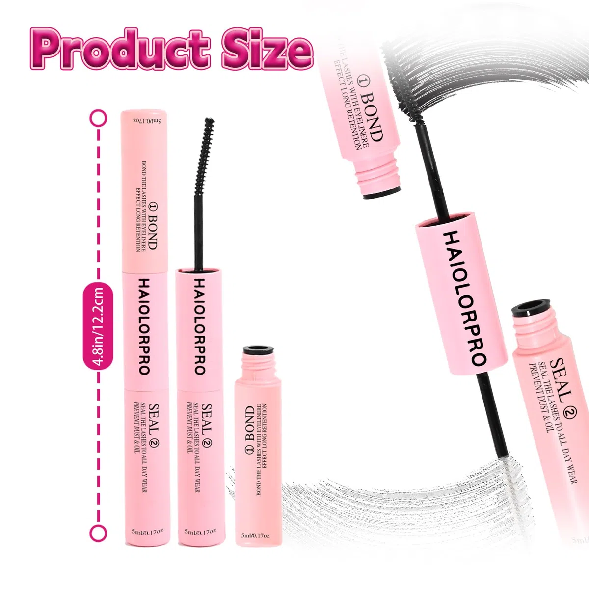HAIOLORPRO 4PCS Colla Ciglia Finte Ciuffetti, Bond e Seal Ciglia, Colla per Ciglia Finte Lunga Durata Bond and Seal Lash Glue Individuali, Tenuta Forte e Resistente All'acqua, (5 ml+5 ml)/Pezzo