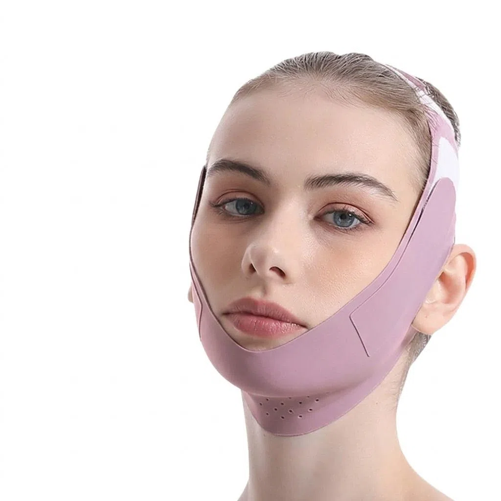 Fascia Doppio Mento Donna e Uomo, Maschera Lifting Viso V-Line Riutilizzabile, Guaina Viso per Sollevare Guance Cadenti e Definire Jawline