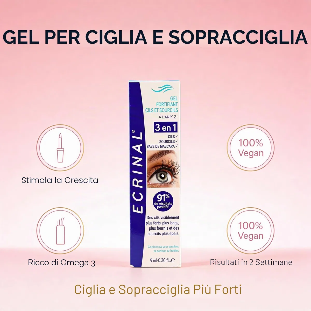 ECRINAL NUOVO FORMULA Rafforzante Ciglia Gel con ANP2+ 9ml