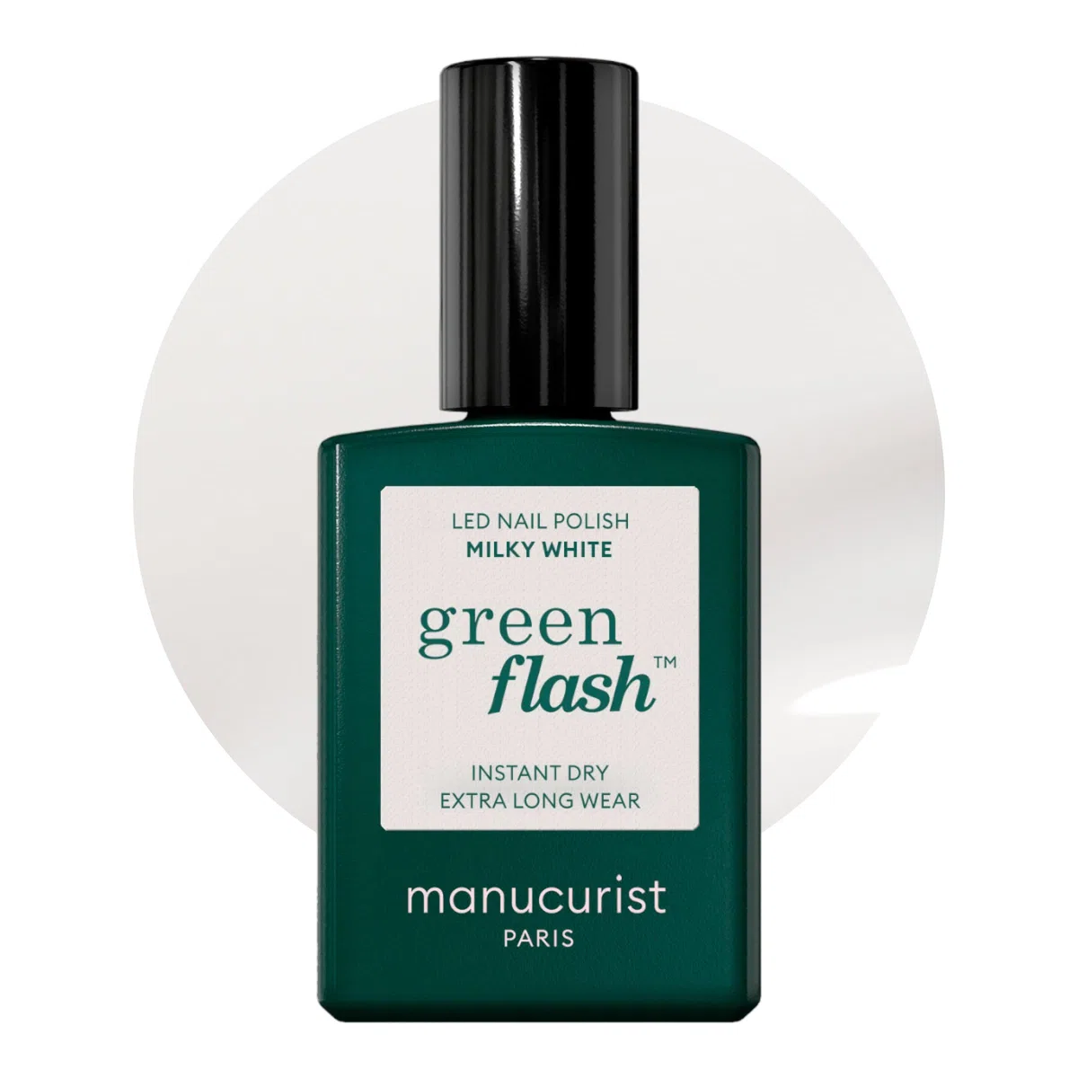 Manucurist Smalto Semipermanente Unghie Bianco Lattiginoso Green Flash Milky White - Gel Unghie - 12-free, bio-based (84%) - Manicure Professionale - Made in France - 15 ml