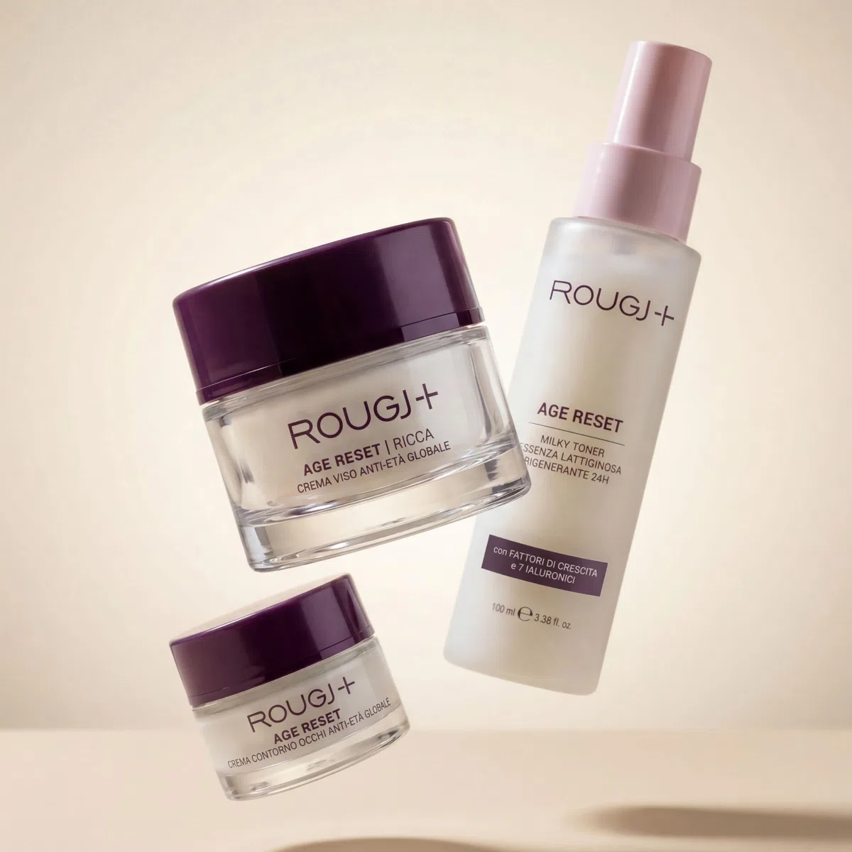 AGE RESET Milky Toner Rougj - Tonico Viso con Essenza Lattiginosa Rigenerante 24H con Applicazione Spray Idratante Trattamento Quotidiano Delicato per Tutti i Tipi di Pelle - Made in Italy