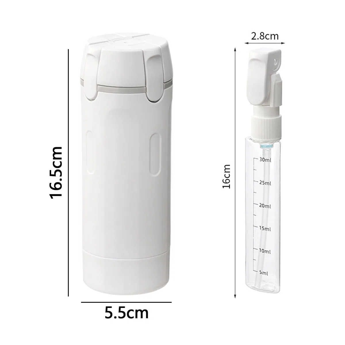 Dispenser da viaggio ricaricabile, 4 in 1, ricaricabile, in silicone, a prova di perdite, per shampoo, lozione, gel doccia (bianco)