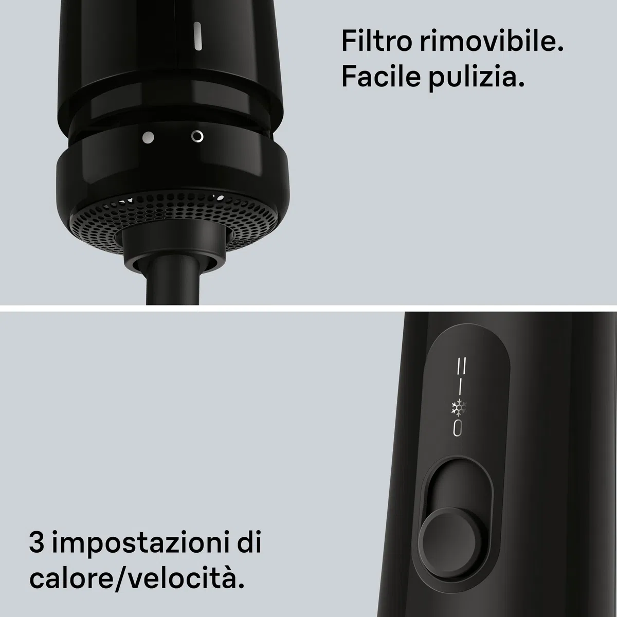 Braun Air Styler AS1.5, compatta, spazzola termica modellante e spazzola a setole rigide, 300W, 3 impostazioni di calore/velocità, Nero lucido, BRAS150E