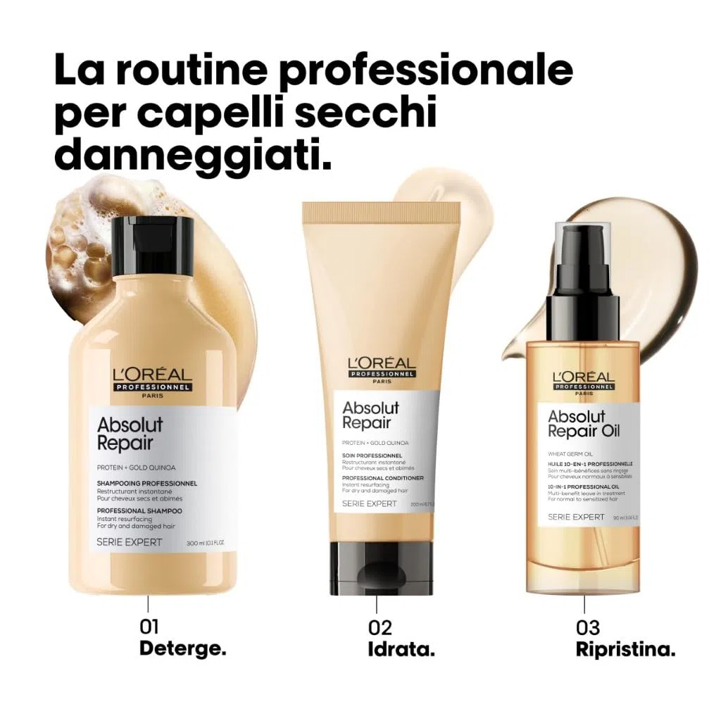 L'Oréal Professionnel Paris | Balsamo professionale per capelli secchi e danneggiati Absolut Repair Serie Expert, Formula ristrutturante, 200 ml