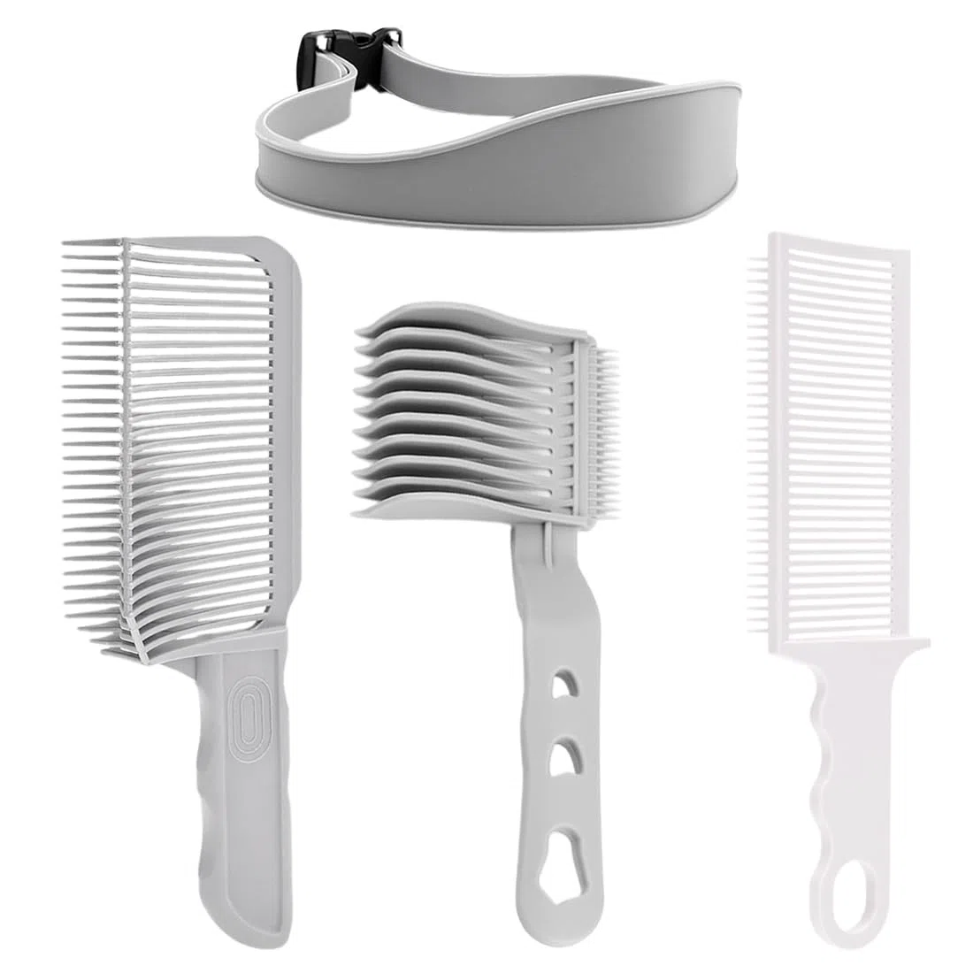 4 Pezzi Sfumatura Capelli Uomo Set, Capelli Uomo Set, Guida per Taglio Capelli in Silicone, Pettine di Posizionamento Curvo, Spazzole per Tinture per Capelli, Tagliare e Tagliare i Capelli Fai da Te