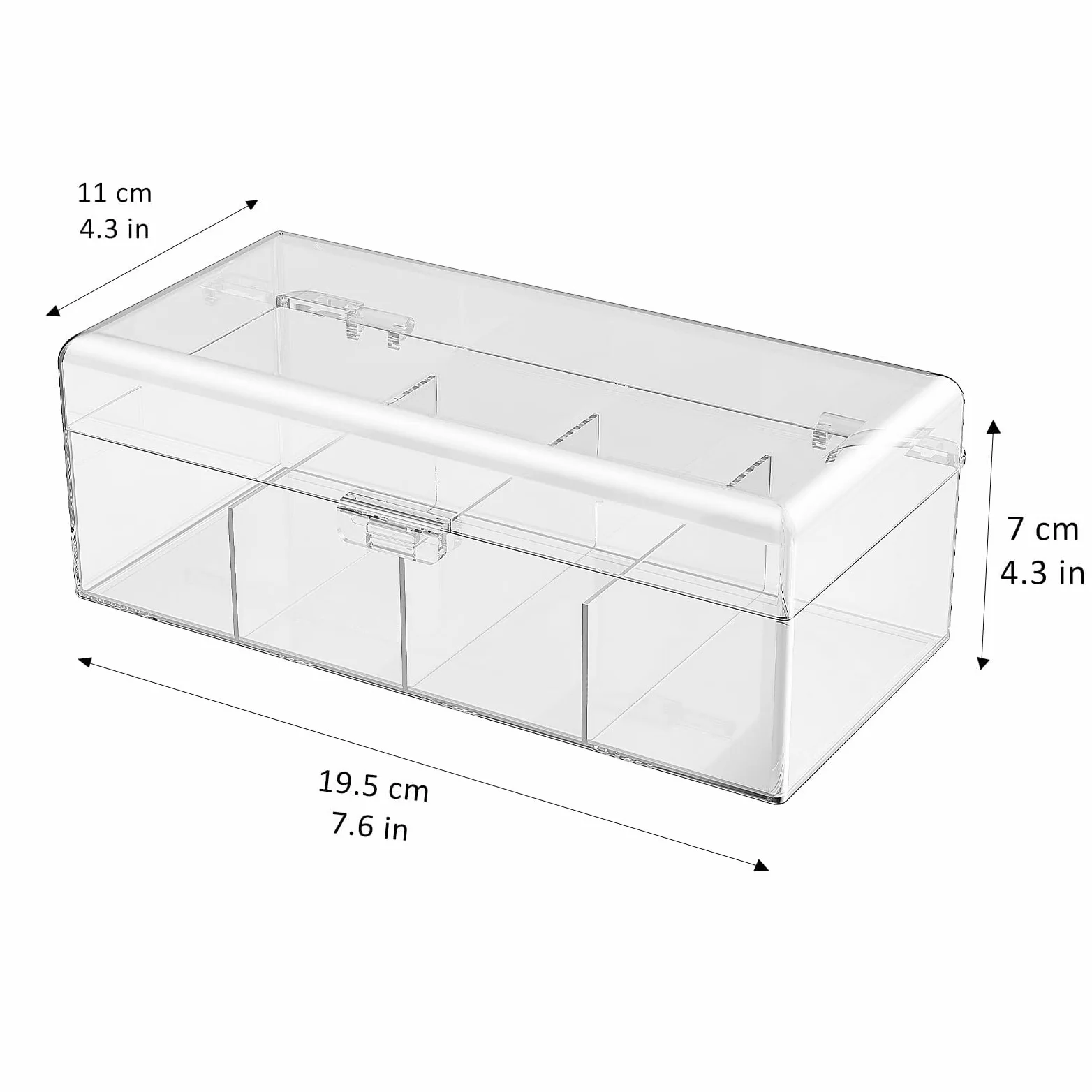JessLab Porta Accessori Capelli per Ragazze, Scatola in Acrilico Trasparente con Divisori per Fermagli, Fiocchi Organizzatore Impilabile per Bagno Camera o Toeletta (4 Compartment)