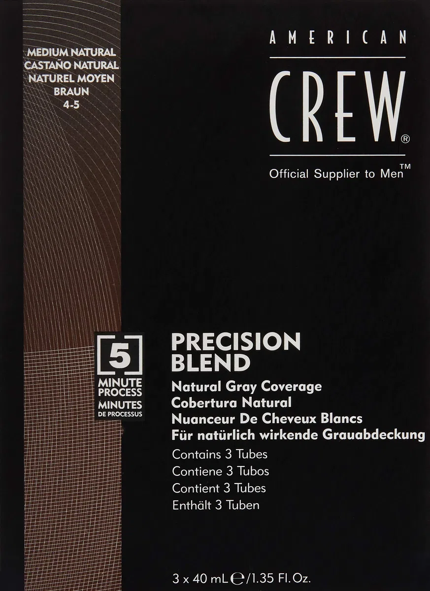 American Crew Precision Blend Colorazione Per Capelli Medium Natural (4-5) - 120 ml, Grigio