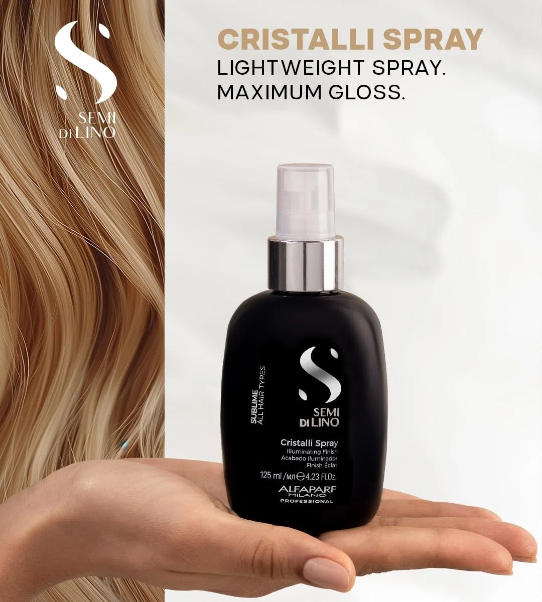 Alfaparf Milano| Semi di Lino Sublime |Cristalli Spray - Finish illuminante istantaneo per tutti i tipi di capelli, 125ml