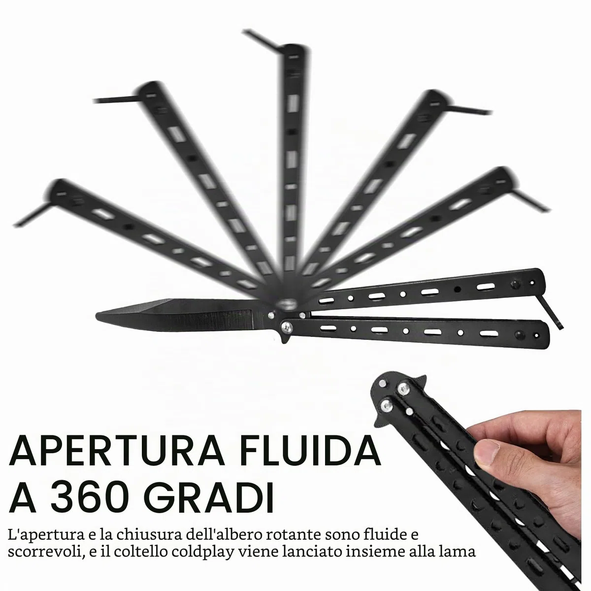 3 pezzi per allenamento a farfalla: coltello da allenamento per farfalle pettine in acciaio inossidabile con lama non levigata per principianti Coltello da allenamento Balisong, per allenamento