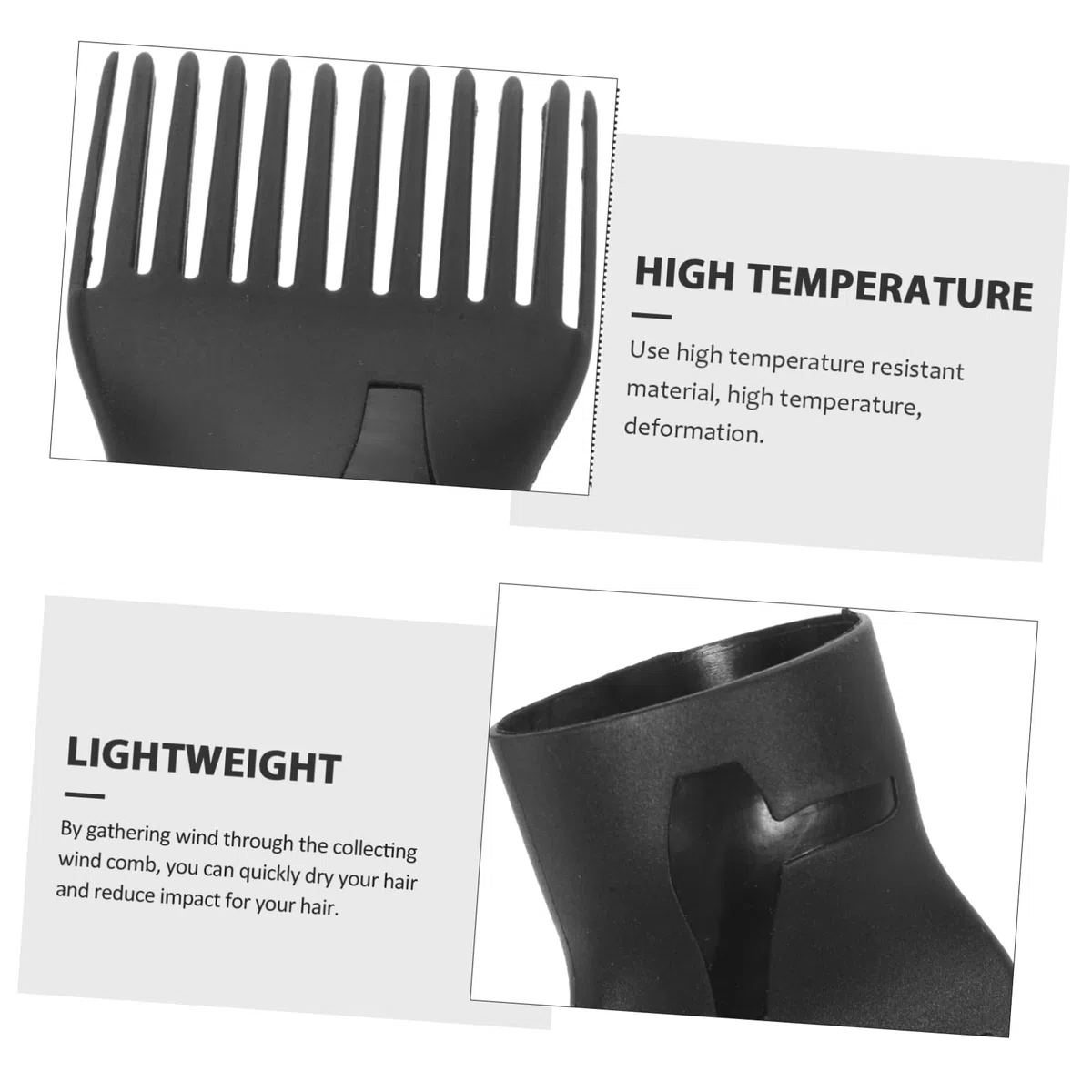 Housoutil Diffusore per Chioma Nero in Plastico 10 Pezzi, Pettine per Asciugacapelli Leggero e Resistente, Rapida Asciugatura e Eliminazione dei Ricci per Styling Professionale