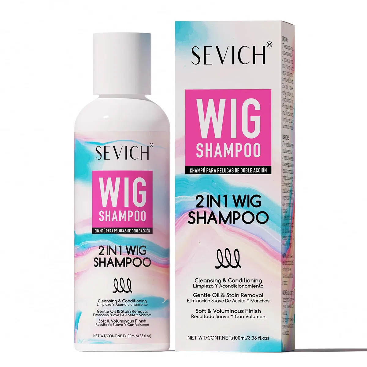 Gowwim Shampoo e balsamo 2 in 1 per parrucca, districante e controllo delle arricciature per parrucche sintetiche e vere, pulizia profonda, idratante e levigante, 100 ml