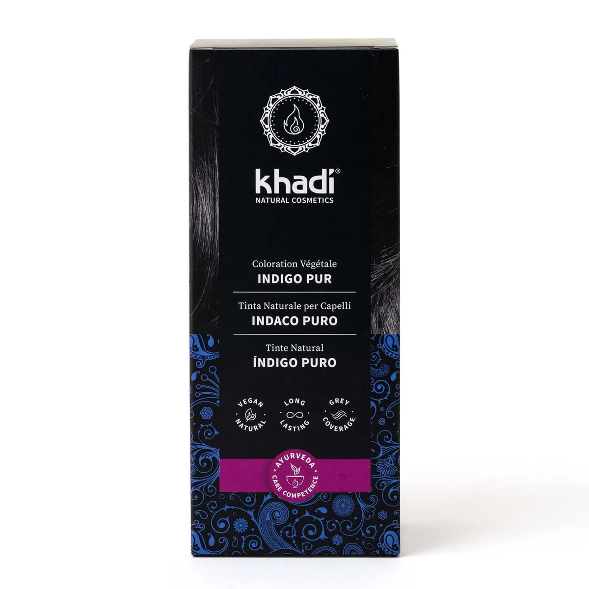 khadi INDACO PURO Tinta naturale per capelli - Tinta per capelli per un intenso risultato blu-nero - 100% naturale e vegana - 100 g