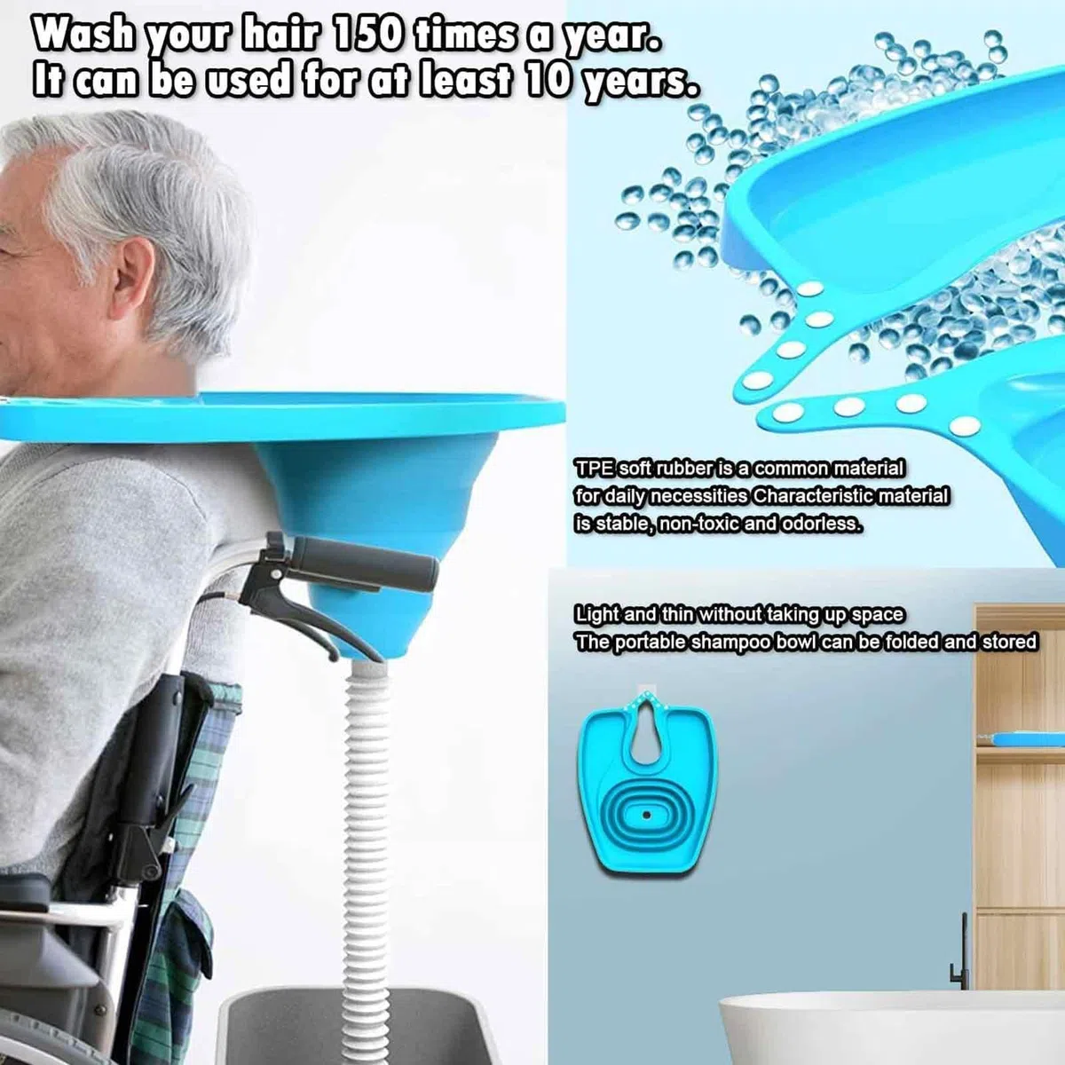 Lavatesta Portatile Per Parrucchieri Quadrato Con Doccetta Per Lavandino Universale,Design Ergonomico È Utilizzato Come Lavatesta Per Disabili Altezza Regolabile E Tubo Di Scarico Retraibile