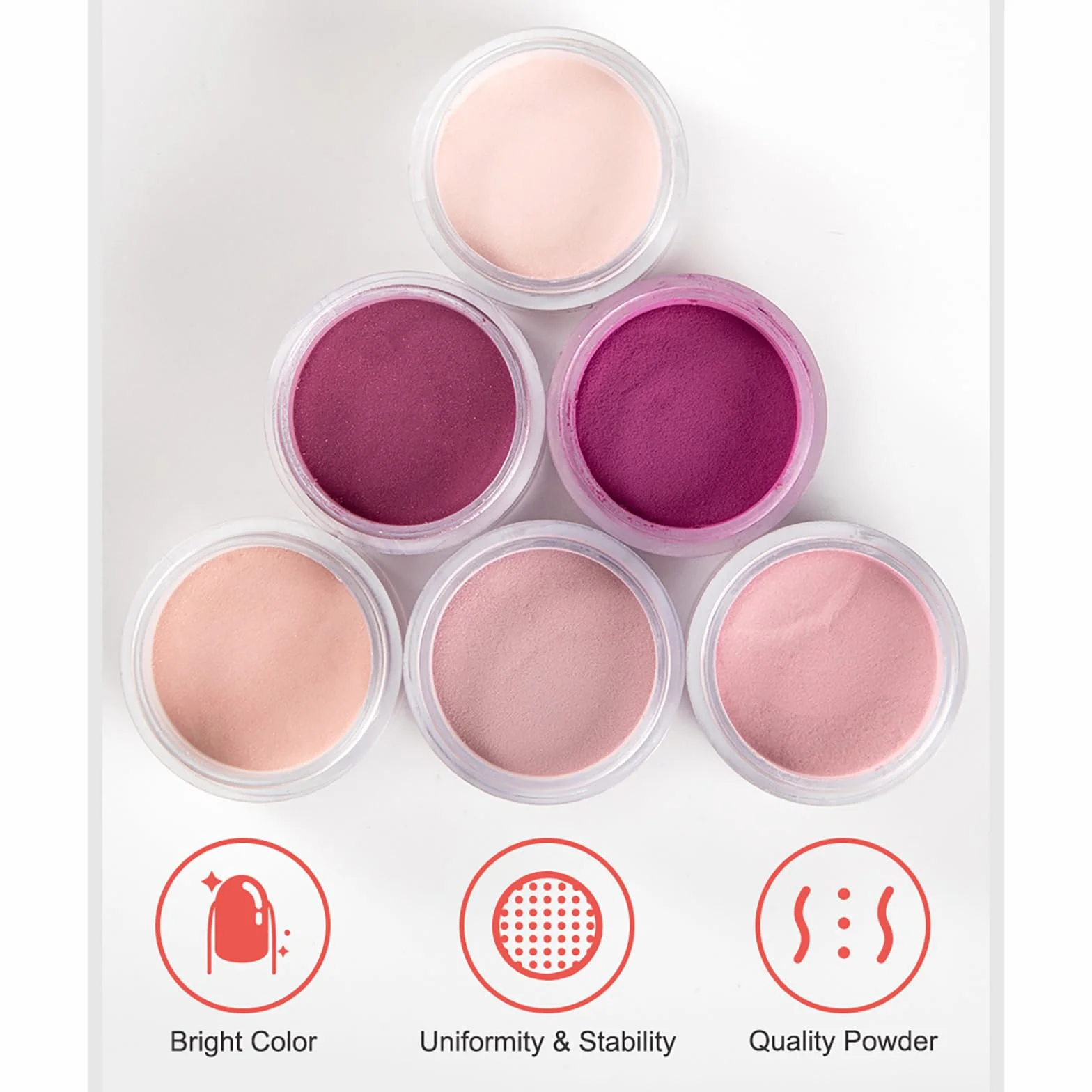 6 Colori Polvere da Immersione Kit, Smalto in Polvere Dip Powder Nails Kit Polvere per Unghie Rosso Rosa Nudo Nails Kit per Chiodo Art Decorazioni Unghie- Manicure Set Donna