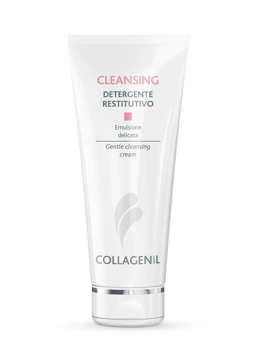 Collagenil Cleansing Detergente Restitutivo, Latte Pulizia Viso e Struccante Viso e Occhi, Trattamento Contro Impurità, Texture Cremosa, Effetto Lenitivo ed Emolliente, Non Arrossa e Non Brucia, 200ml