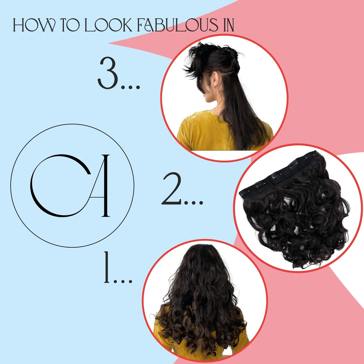 CAISHA 60cm Clip In ExtensionsExtensions Per I Capelli Posticcio Liscio Nero C51-1