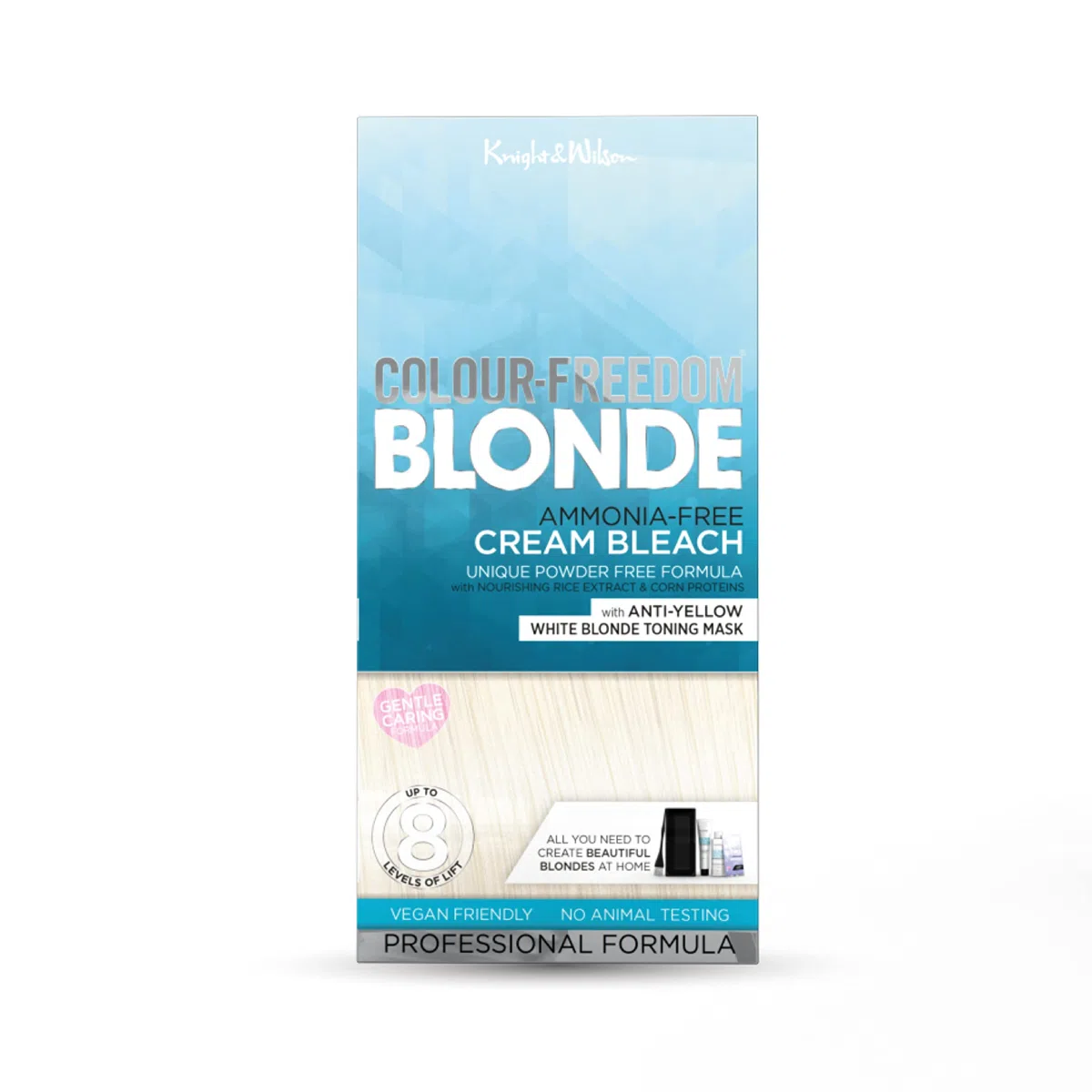 Knight & Wilson Color-Freedom, crema per capelli con formula senza ammoniaca, solleva fino a 8 tonalità, protegge e ripara mentre schiarisce. Kit completo di sbiancamento con ciotola e pennello, la