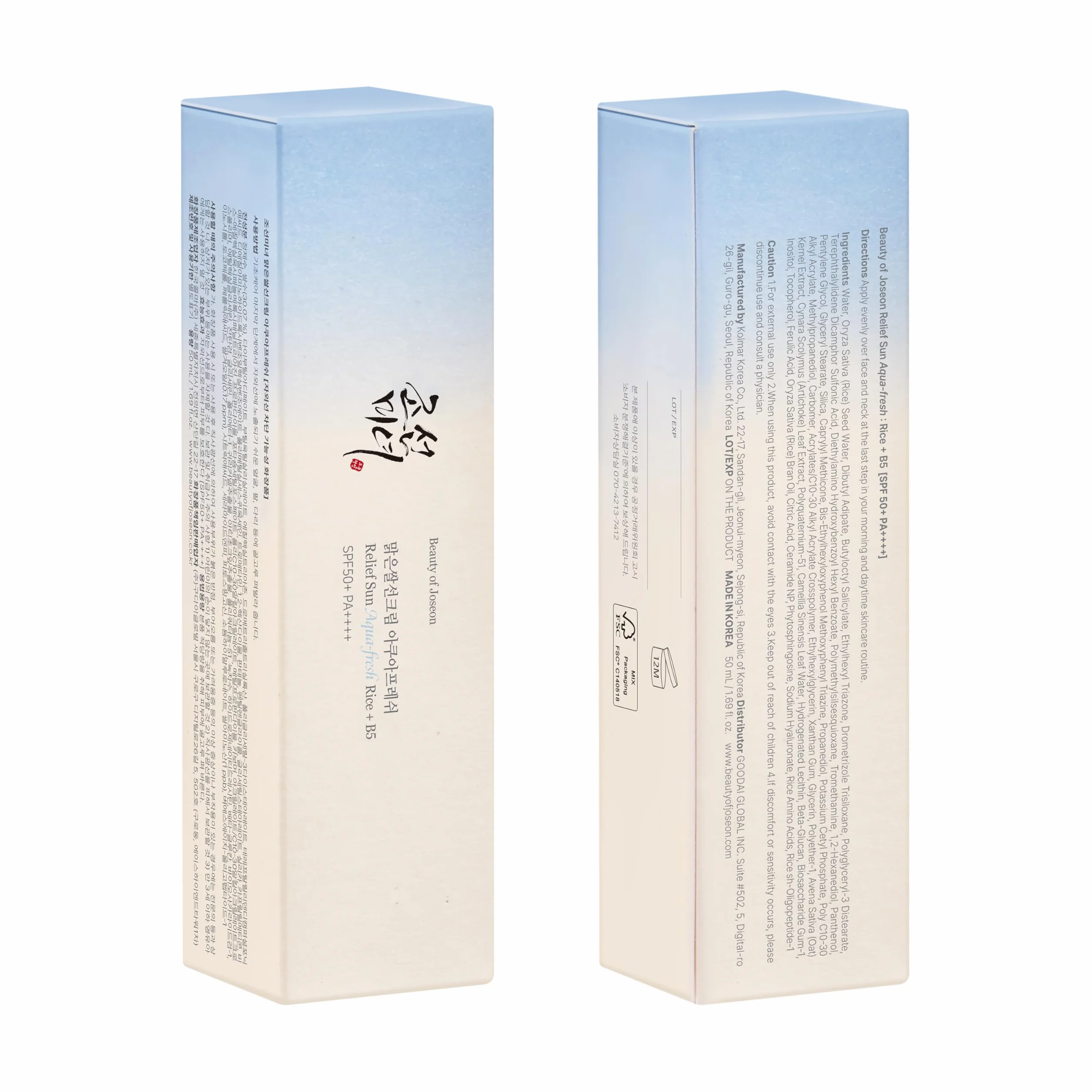 Beauty of Joseon Aqua Fresh Relief Sun: B5 Rice (Spf50 Pa) Di