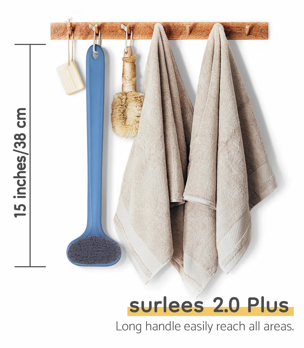 surlees Spazzola per doccia, bagno e corpo per anziani, uomini e donne, 15 pollici / 38 cm (Arancione, soft-6)