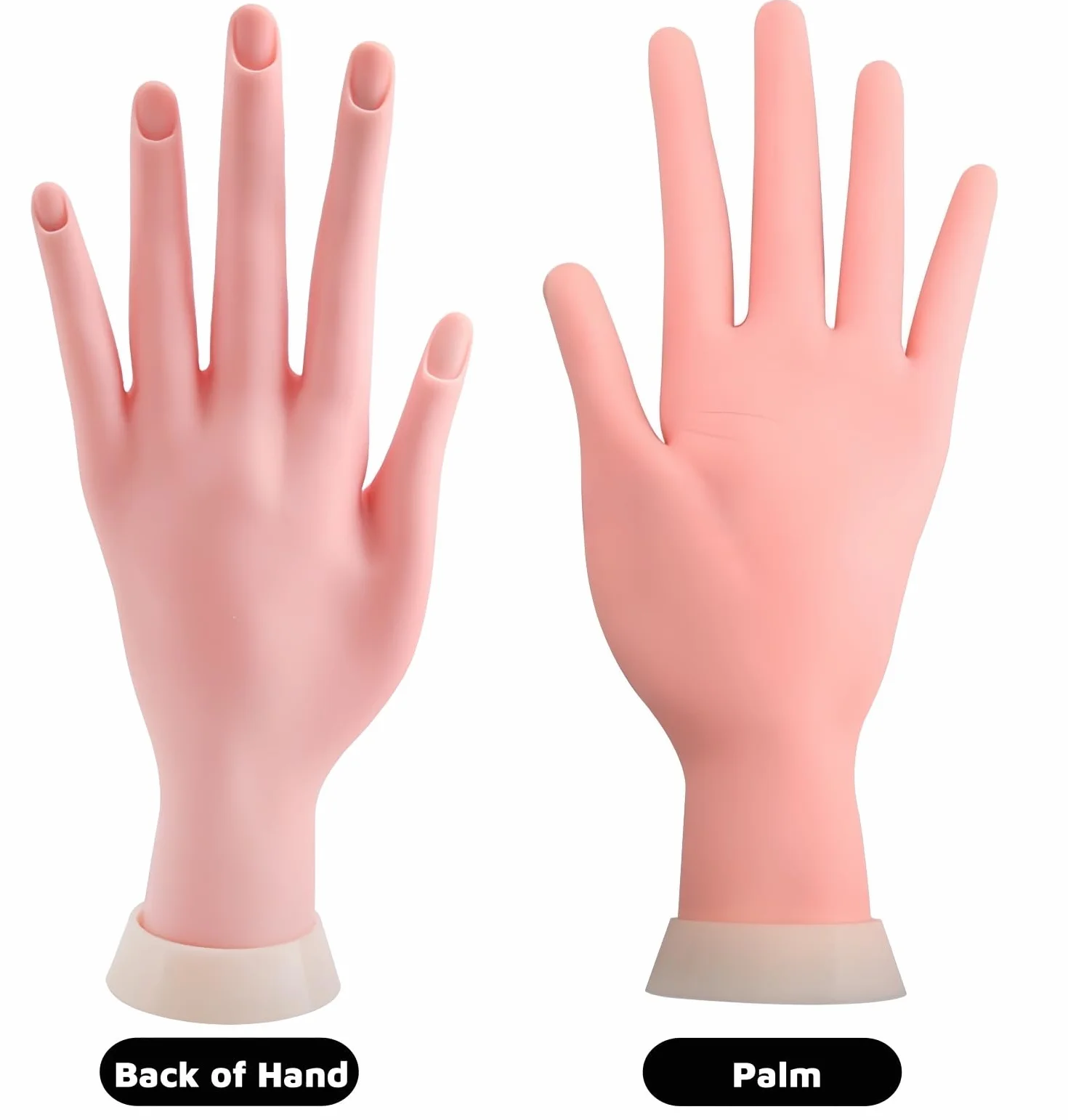 Manicure Practice Hands,Nail Art Manicure Dito di Formazione,Esercitazioni di Nail Art,Mano finta con Unghie per Esercitarsi a Mano Sinistra,Flessibile,Mobile,in Morbida Plastica,23x8.5cm