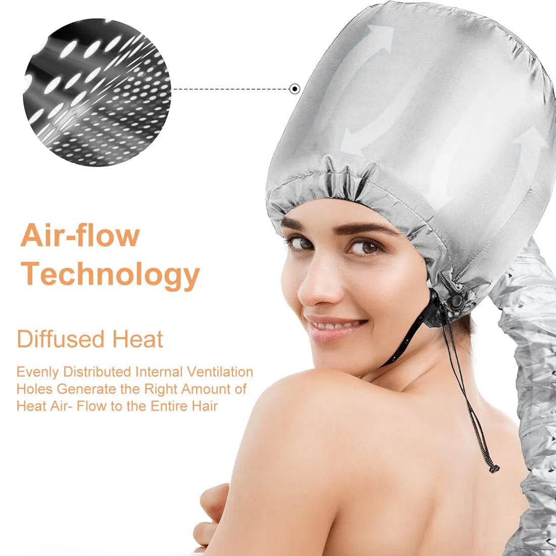 Casco per Asciugatura Cuffia Asciugacapelli, Casco per Asciugatura Capelli, Cuffia per Asciugacapelli Manuali, Regolabile Elastica Cuffia Termica per Capelli