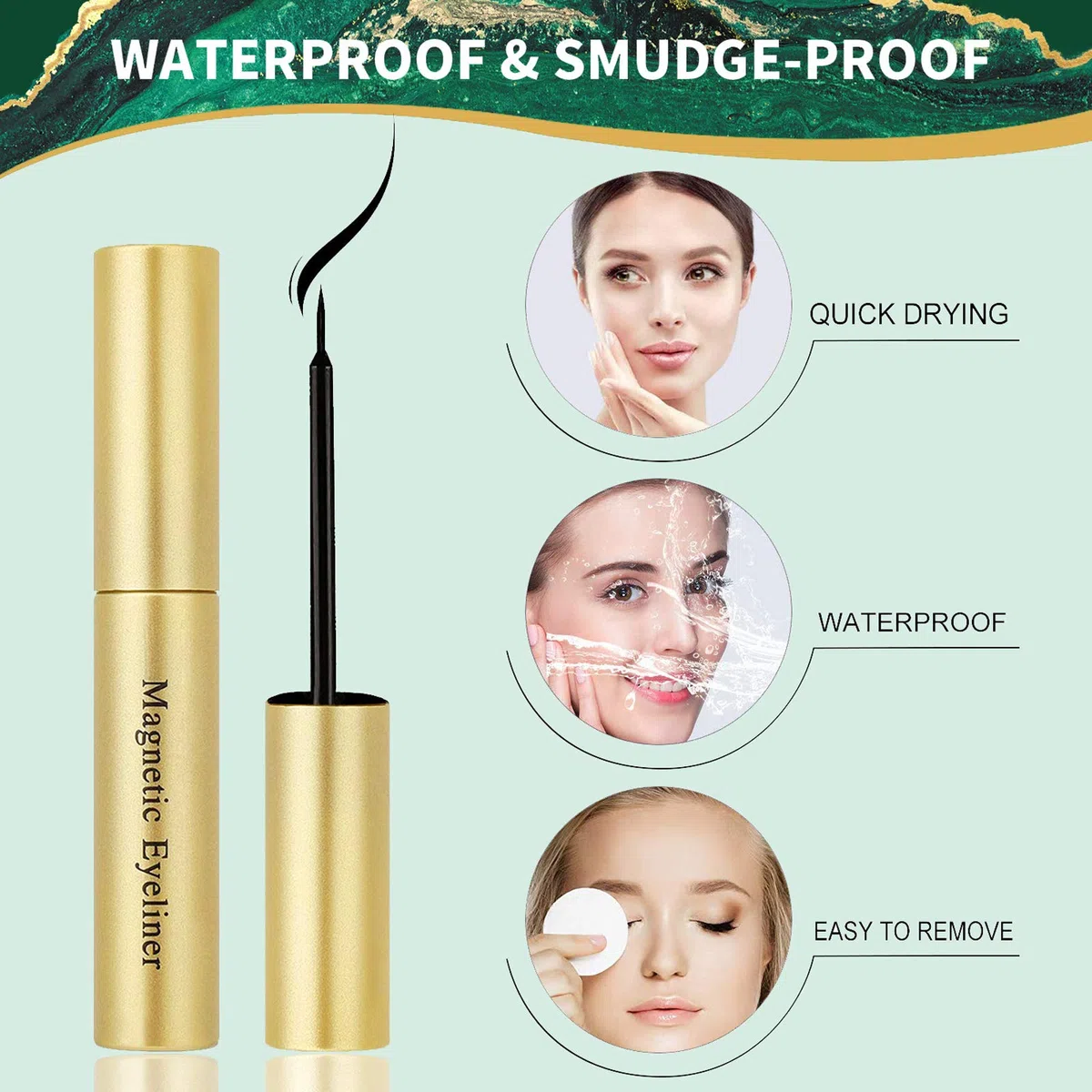 Ciglia Magnetiche Con Eyeliner, 14 Paia di Ciglia Finte Con 3 Eyeliner, Impermeabile e a Prova di Sbavature, Ciglia Artificiali Naturali, Kit di Estensione Delle Ciglia Riutilizzabili (B)