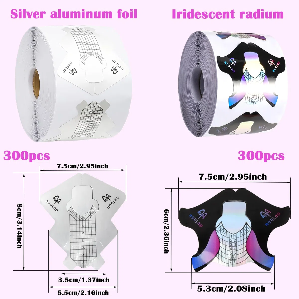 300 Pz Cartina per Unghia gel Nails Art, Rotolo Extension Model per UV, Autoadesivo Sagome per Unghie Gel Ricostruzione