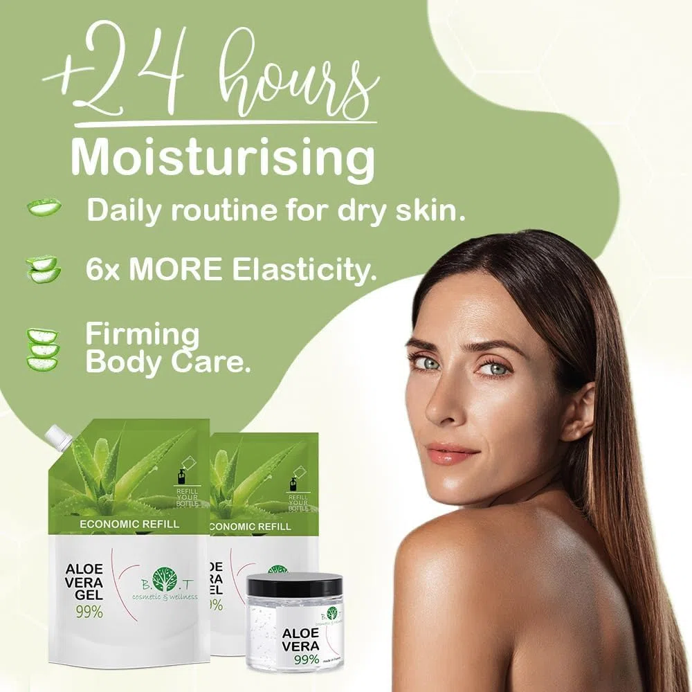 Aloe Vera Gel,100% Puro y Naturale, Biologico, Doposole, Rinfrescante, Scottature, Idratante, Corpo, Viso, Mani, Gel Capelli, Acne, Cicatrici, Post Depilazione, Dopobarba 500 ml