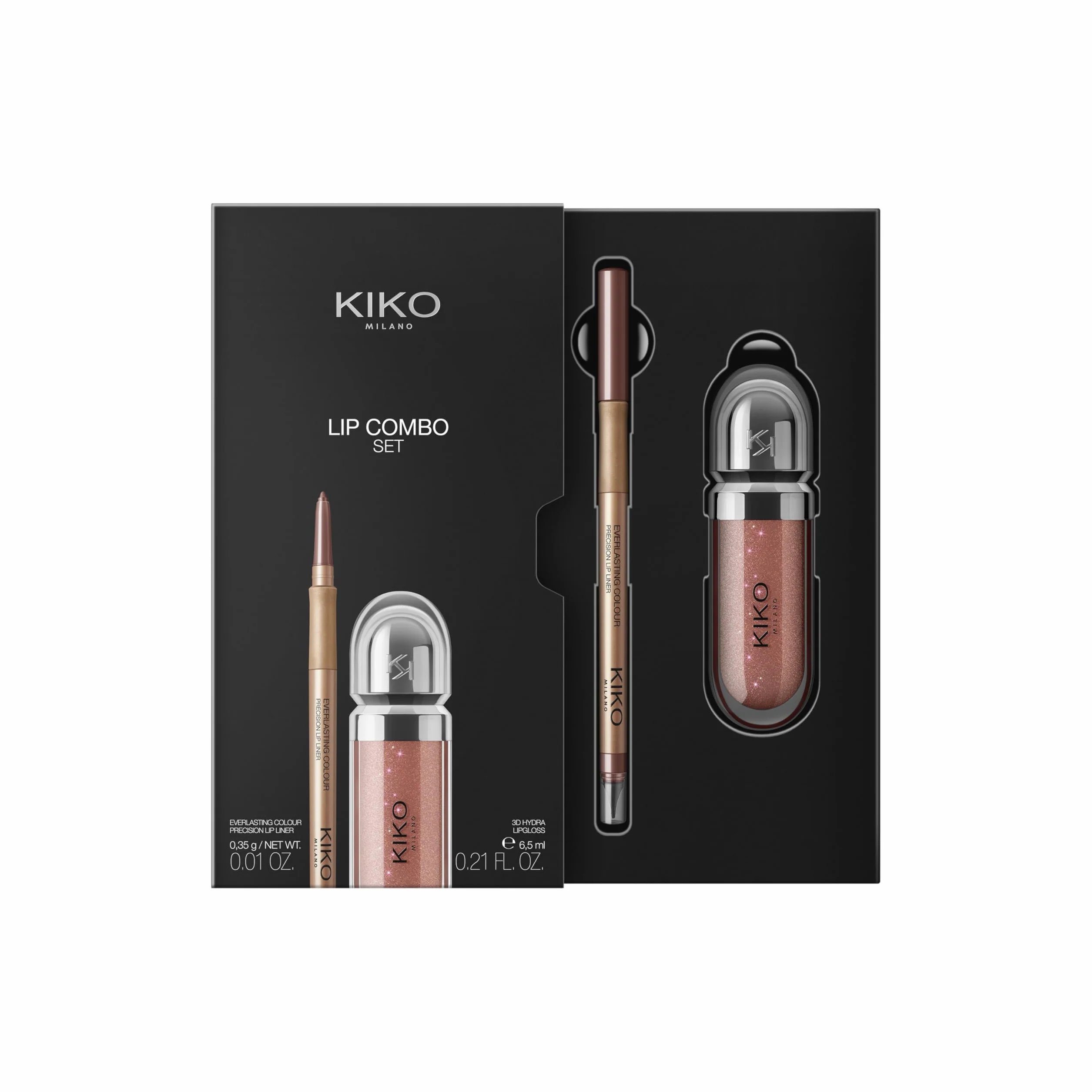 KIKO Milano Lip Combo Set 03, Kit Labbra: Lucidalabbra Idratante E Matita Labbra Abbinata