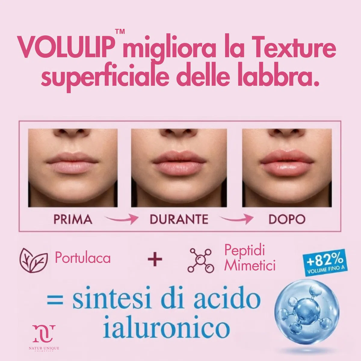 Natur Unique - IALU LIP GLOSS VOLUME XXXL | Gloss Rimpolpante con Acido Ialuronico e Collagene Vegetale | Lip Plumper Colorato Effetto Volume & Brillantezza | Made in Italy | 8 ml