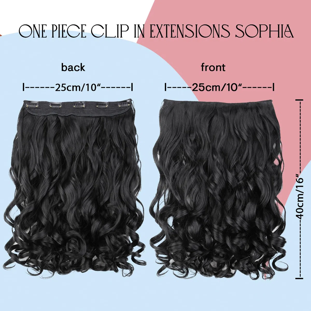 CAISHA 60cm Clip In ExtensionsExtensions Per I Capelli Posticcio Liscio Nero C51-1