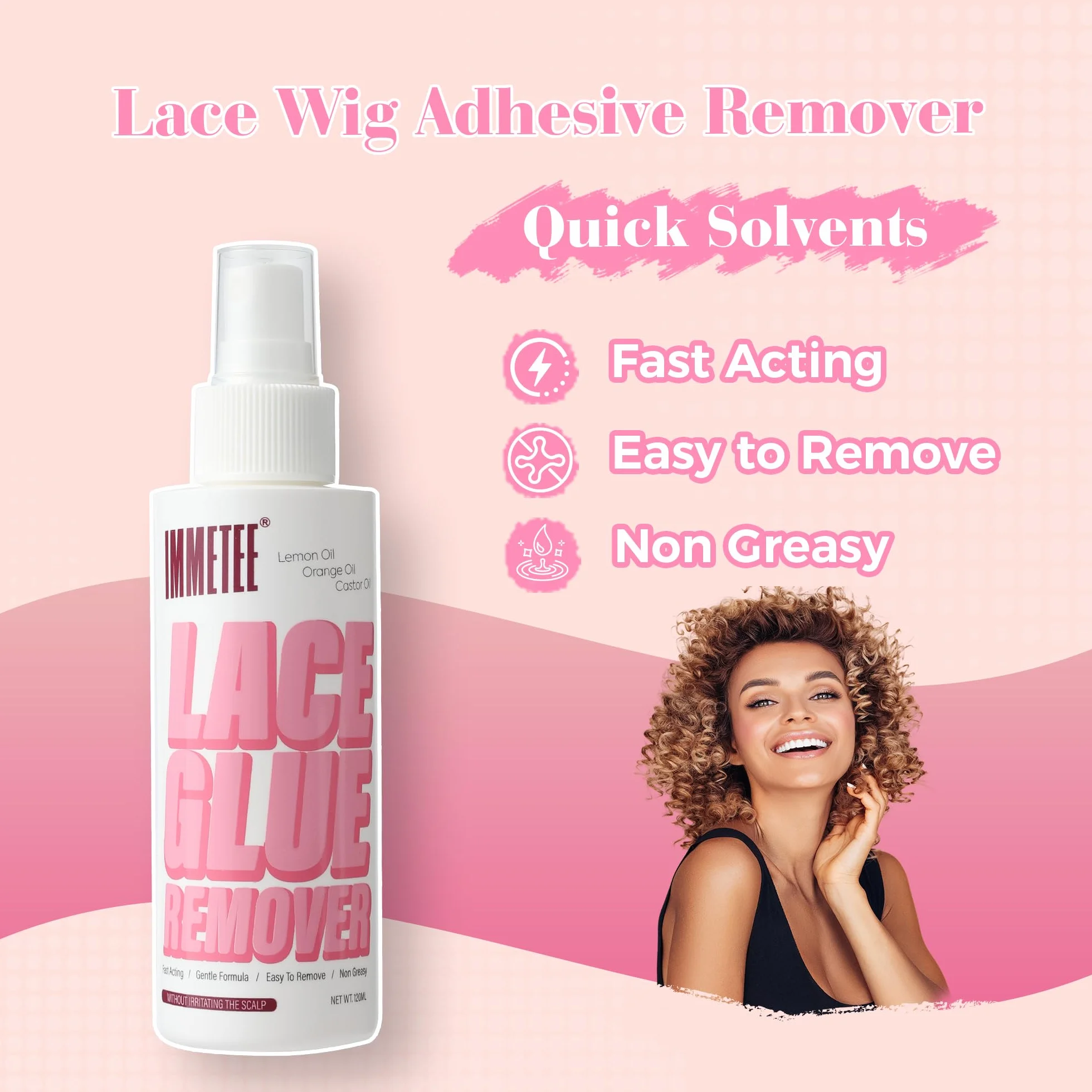 immetee rimuovi colla per parrucche, spray per la rimozione delle estensioni, rimozione rapida della colla per parrucche, tape in remover 4OZ/120ml