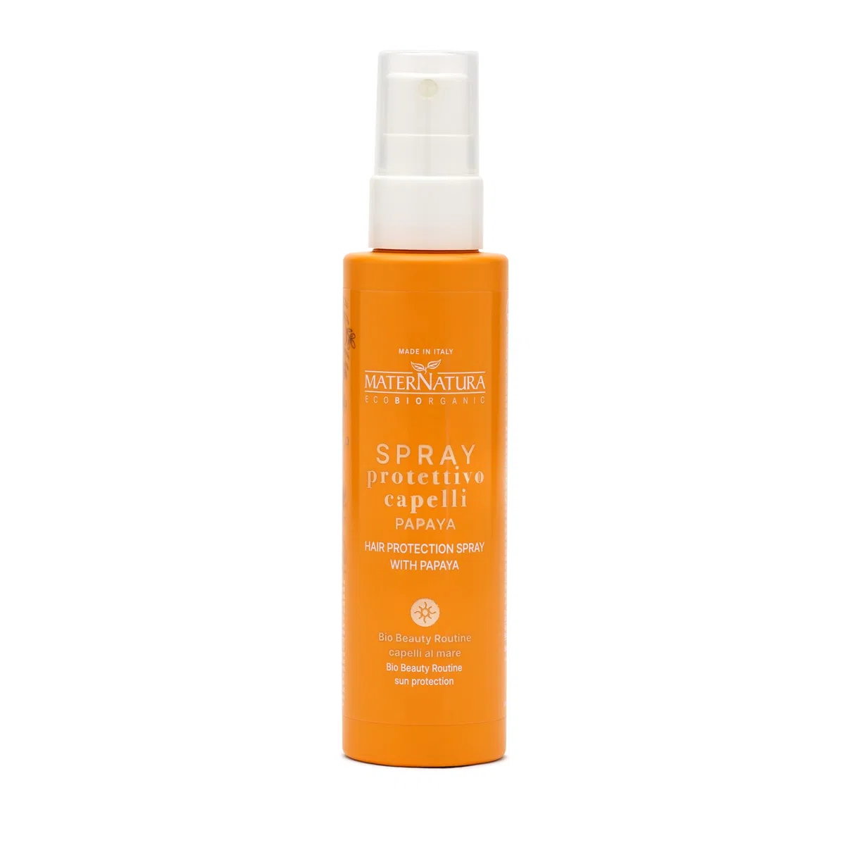 Maternatura, Spray Protettivo Capelli alla Papaya e Mango, Latte Spray con Filtri UV Termoprotettore Capelli da Sole, Vento, Sale e Cloro, Beauty Routine Capelli al Mare, Made in Italy - 150 ml