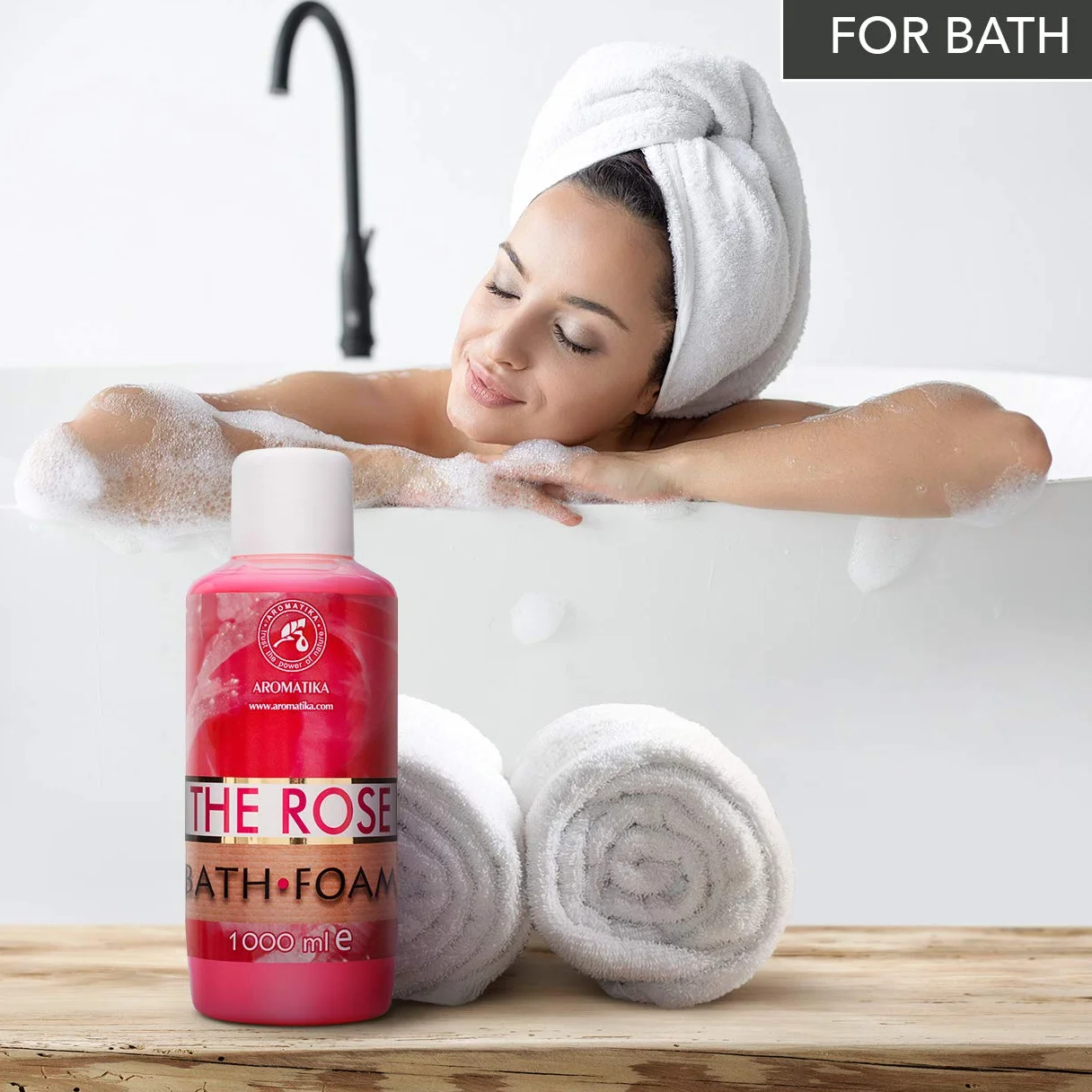 Schiuma da Bagno con Olio Essenziale Assoluto di Rosa 1000 ml - Cura del Corpo - Buon Sonno - Bellezza - Bagno - Cura del Corpo - Benessere - Relax - Aromaterapia - Spa - Aroma di Rosa - Bagnoschiuma