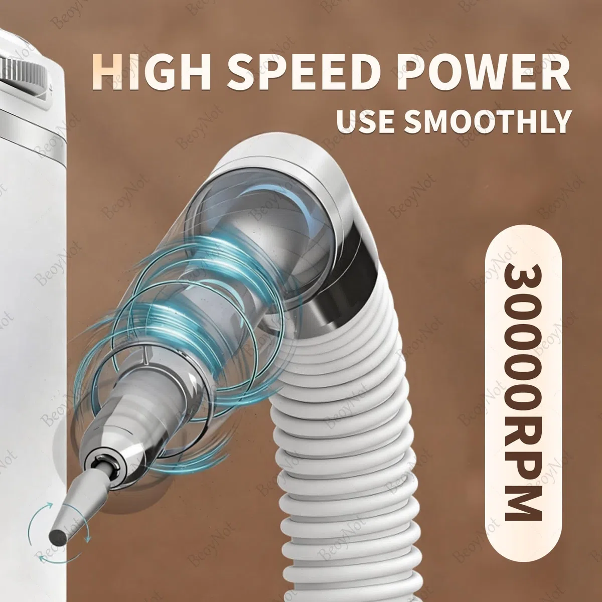 Macchina trapano elettrico per unghie 200W con aspirazione, Kit 2-in-1 aspiratore e lima, Motore brushless 30000 RPM, Controllo a 4 pulsanti, Tubo di prolunga, per uso in salone e domestico