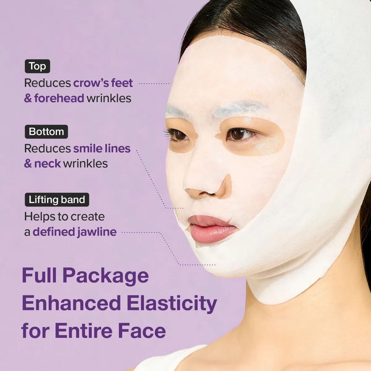 numbuzin No.9 Sheet Mask | NAD+ BIO Full Face Mask | Improves Jawline, Jowls, Wrinkles, Neck Lines | Peptides, NAD+, Collagen | Skin Firmness | 4 Sheets + Band