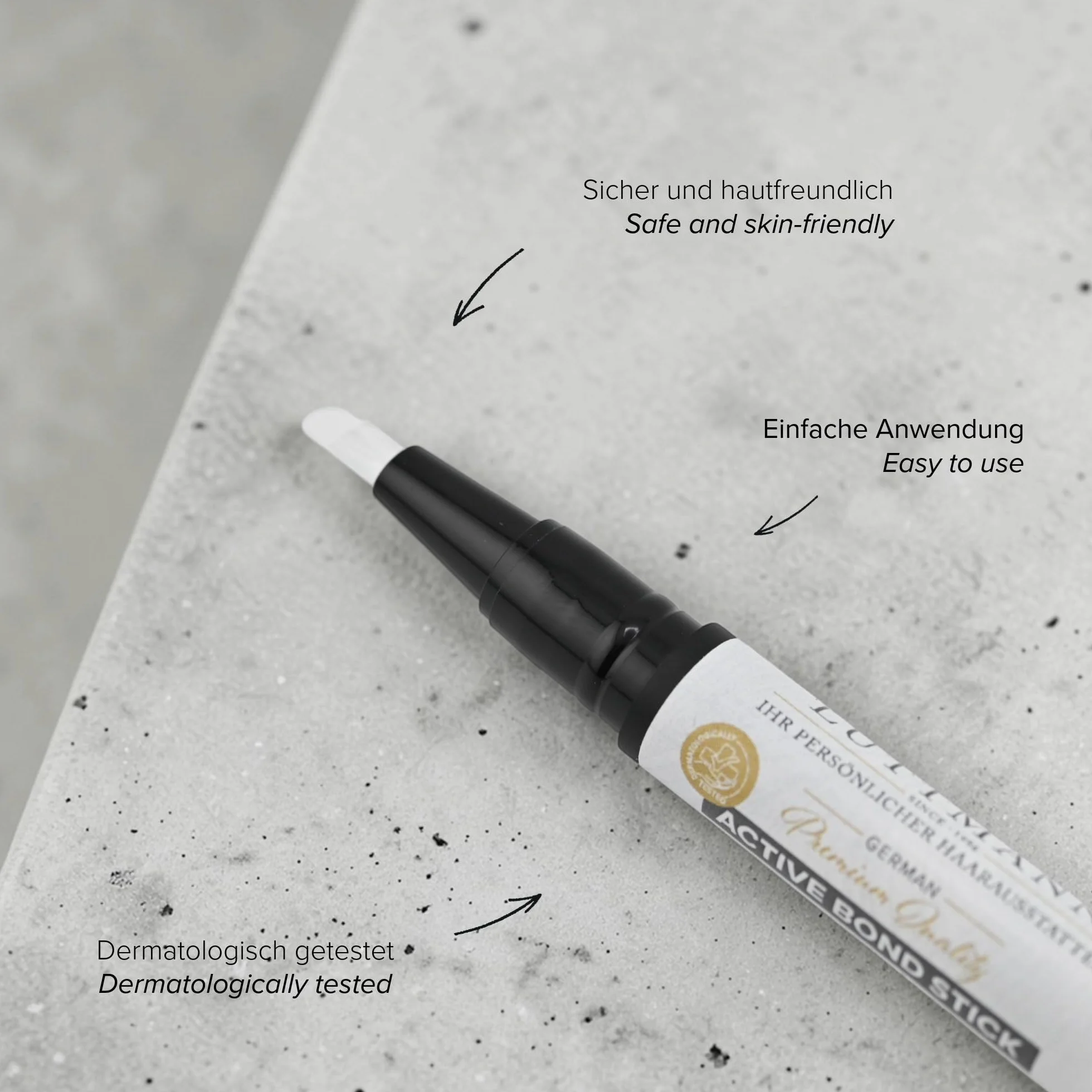 Active Bond Stick – Sistema di colla per capelli in pratico bastone girevole – pennello di precisione integrato – ideale per incollare toupet, pizzo e pellicola
