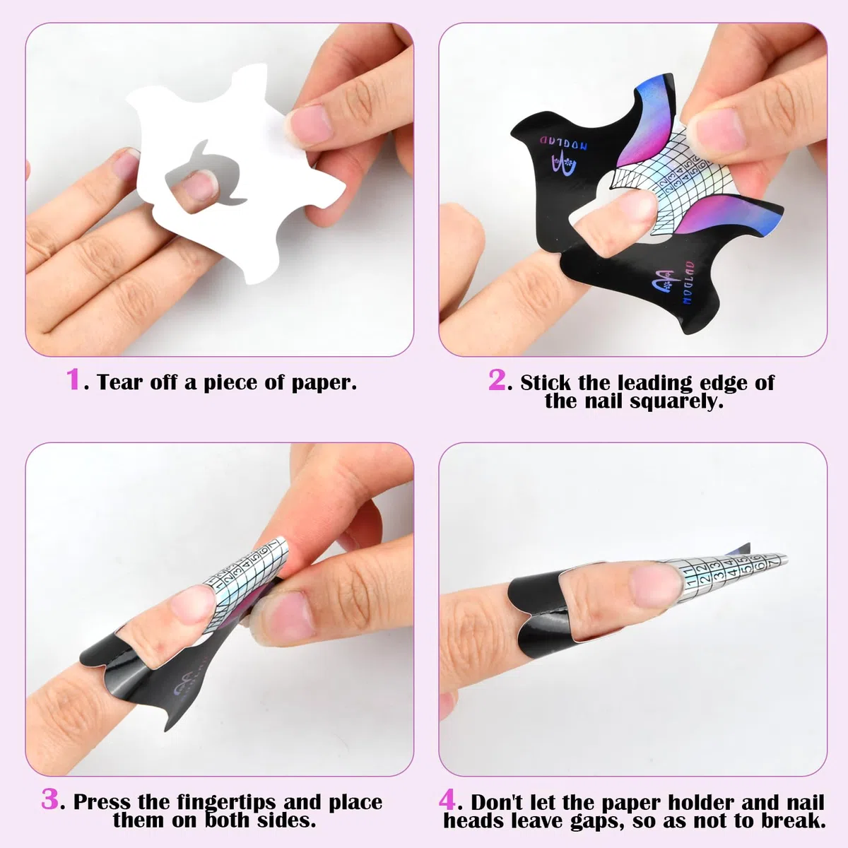 300 Pz Cartina per Unghia gel Nails Art, Rotolo Extension Model per UV, Autoadesivo Sagome per Unghie Gel Ricostruzione