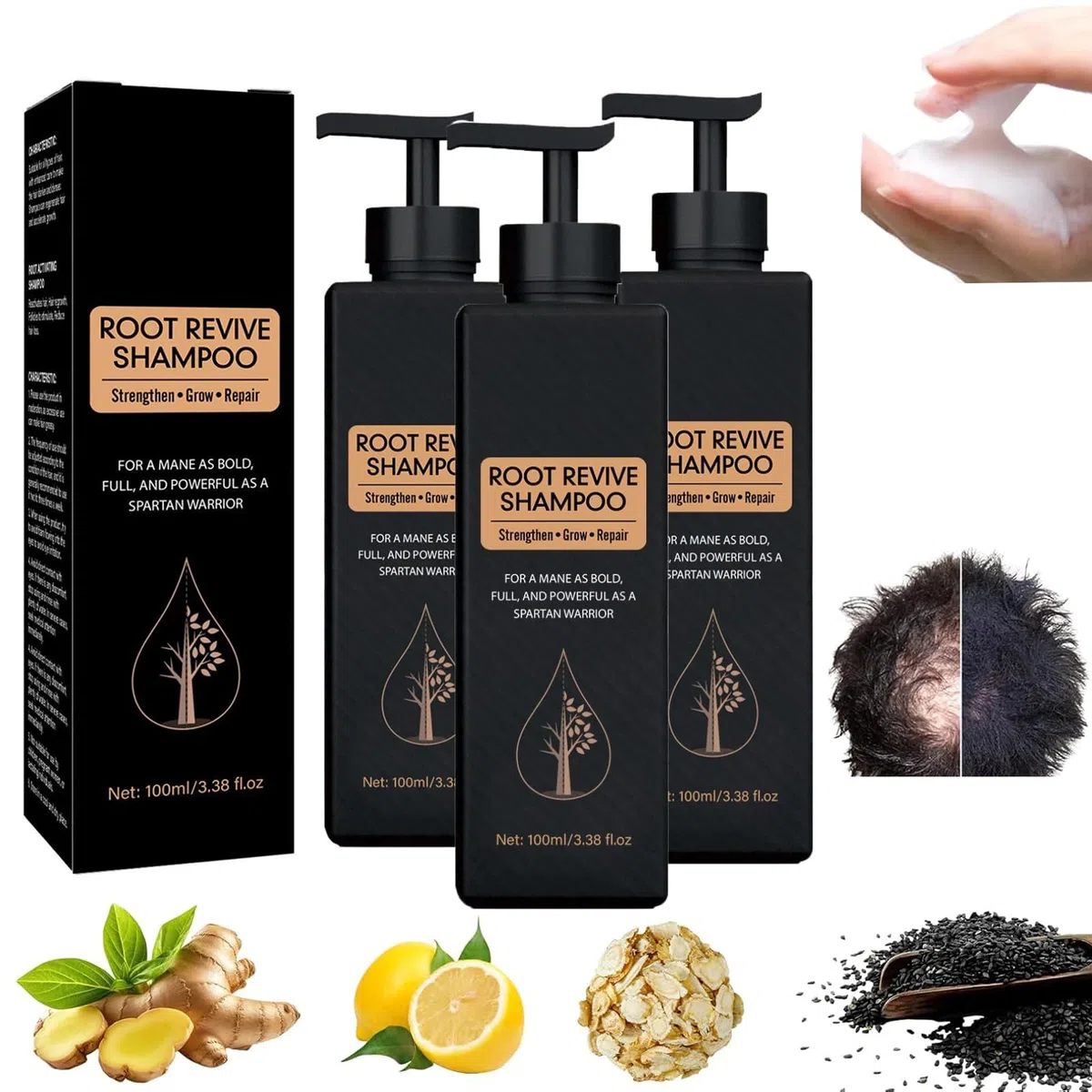 Hair Growing Shampoo, Shampoo Natural Hair Regrowth per uomo e donna, shampoo attivo per capelli Smooth Strong Repair Conditioning Shampoo (3 pezzi)