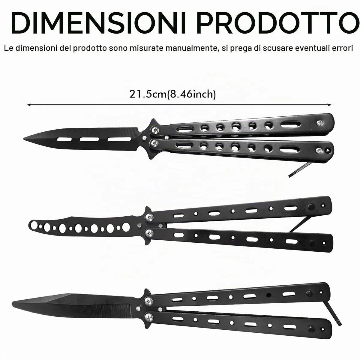 3 pezzi per allenamento a farfalla: coltello da allenamento per farfalle pettine in acciaio inossidabile con lama non levigata per principianti Coltello da allenamento Balisong, per allenamento