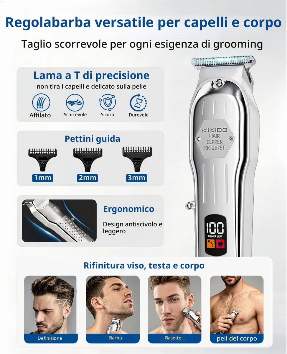 Hair Clippers Professional Cordless for Men, Barber Clippers for Hair Cutting Kit, Wireless Display LCD Display Hair Trimmers Set Rechargeable Haircut Machine for Family