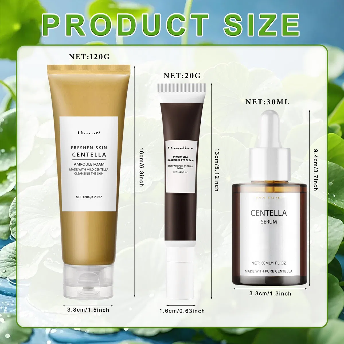 3PCS Centella Detergente Viso+Crema Contorno Occhi+Siero Viso,Centella Kit | Madagascar Centella Skincare Kit, CEntella Ampoule Foam, Idratante e Lenitivo, Adatto a Tutti i Tipi di Pelle