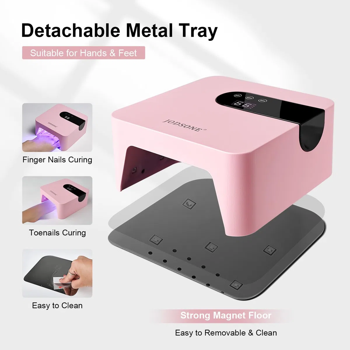 JODSONE Lampada Unghie LED UV, U V Mini lampada per unghie ricaricabile portatile con 3 timer e schermo LCD per Nail Dryer Gel Rosa