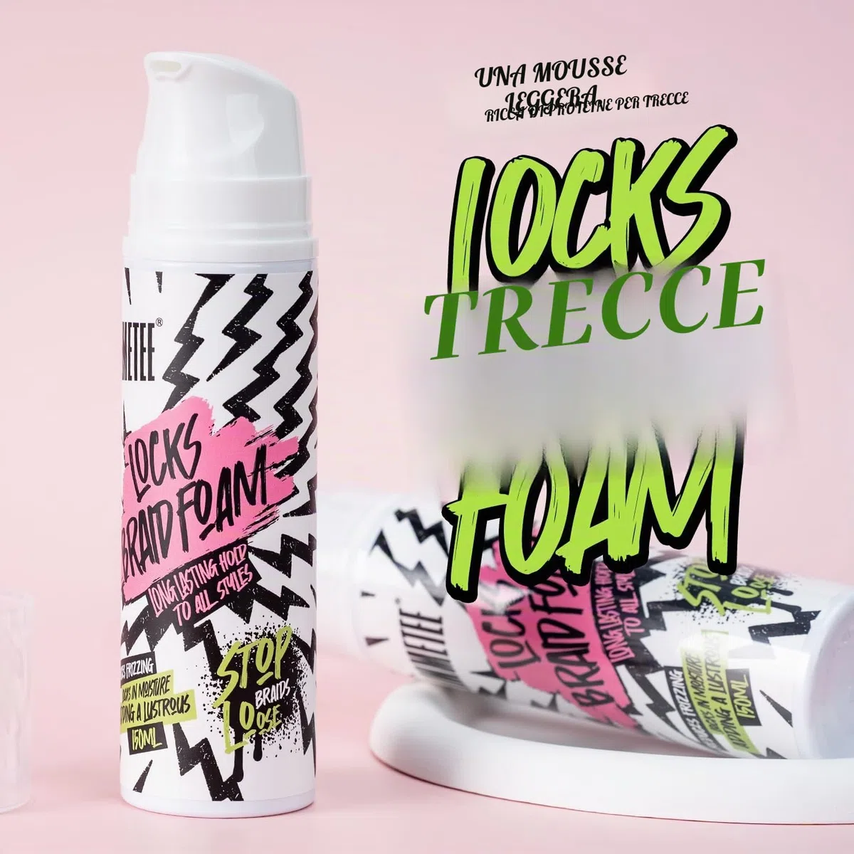 immetee Braid Foam, Mousse per Trecce Hair Braid, Controllo dei Frizz, Mousse con Tenuta Extra e Alto Lucore per Trecce, Torce e Blocchi 150ml