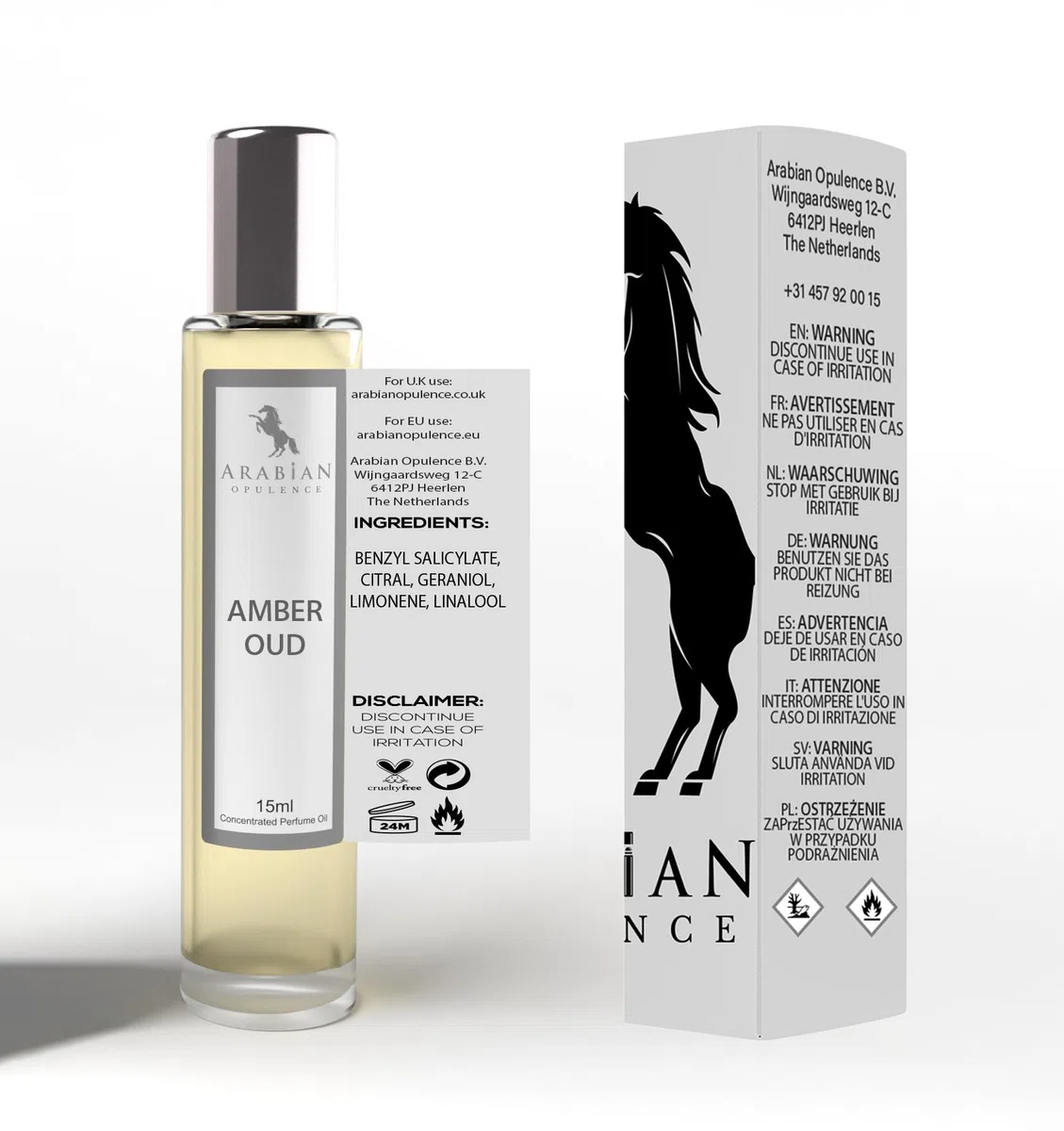 Arabian Opulence FR5 AMBER OUD - Olio profumato roll-on, profumo concentrato per il corpo, profumo a base di olio a lunga durata, unisex, formato da viaggio, senza alcool (15 ml)