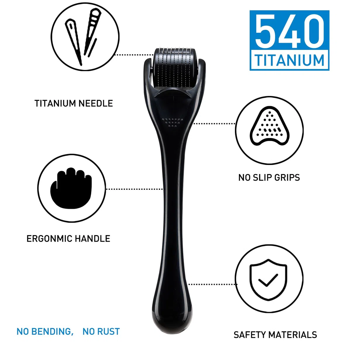 2 Pezzi Derma-roller Capelli Viso 0.5mm e 1.0mm Microneedling 540-Aghi Titanio Hair Micro-Ago Roller Derma Rullo Microneedle Uomo Donna Per Perdita Capelli Cicatrici Acne Smagliature